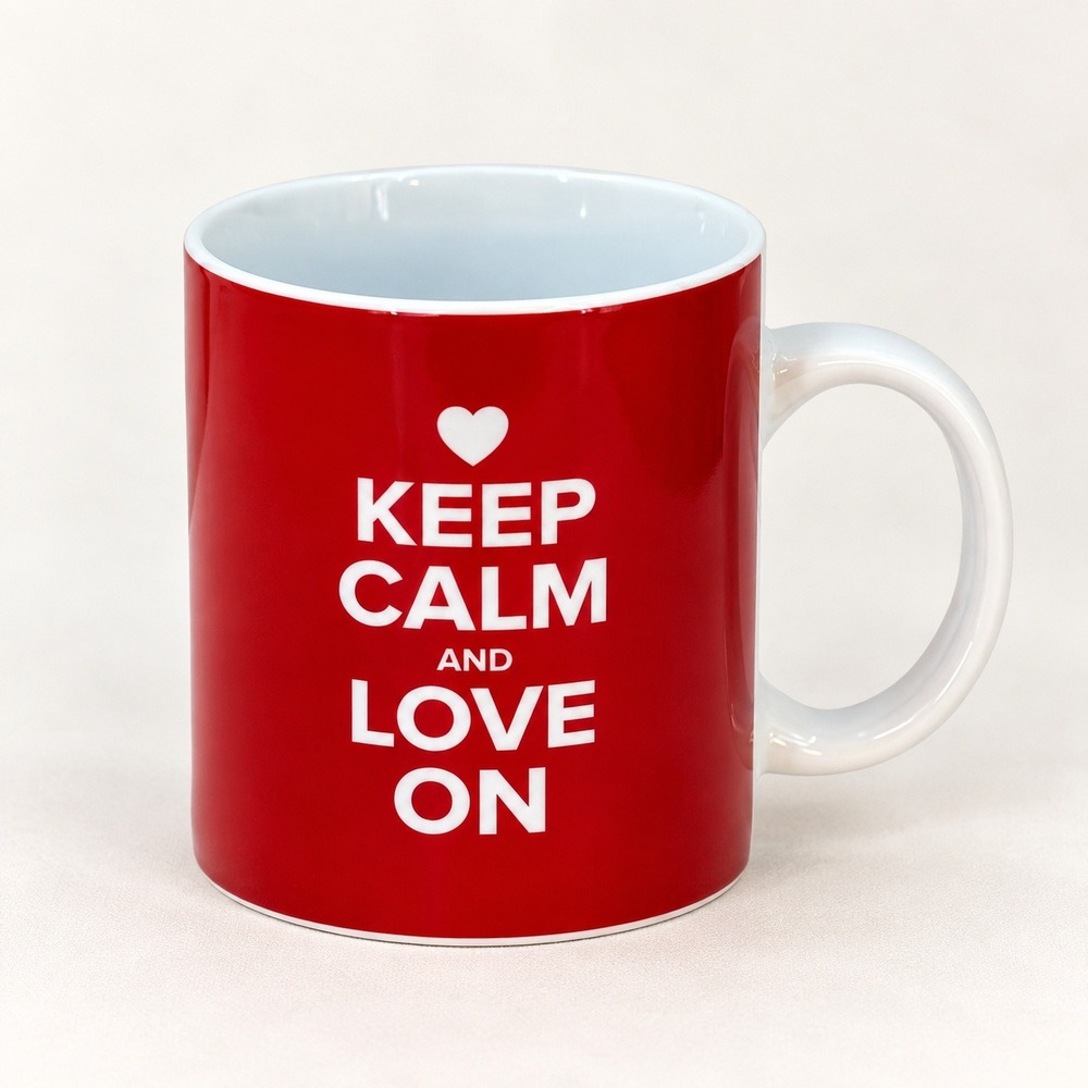 Soho Loft Red Keep Calm and Love On Mug Unisex OS Y2K Heart Aesthetic Coffee Cup